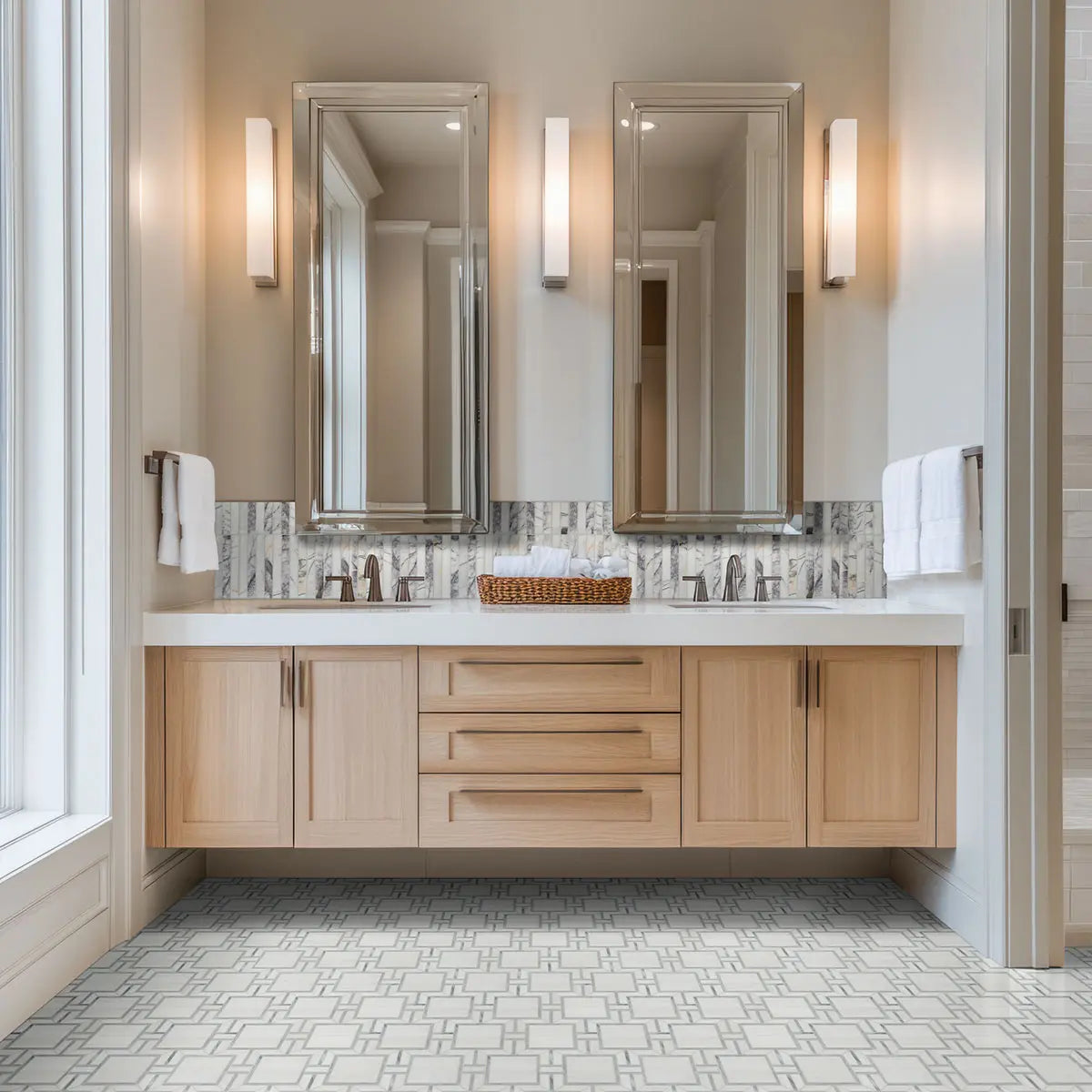 MSI Surfaces Backsplash Bianco Dolomite Alana Polished Mosaic Tile