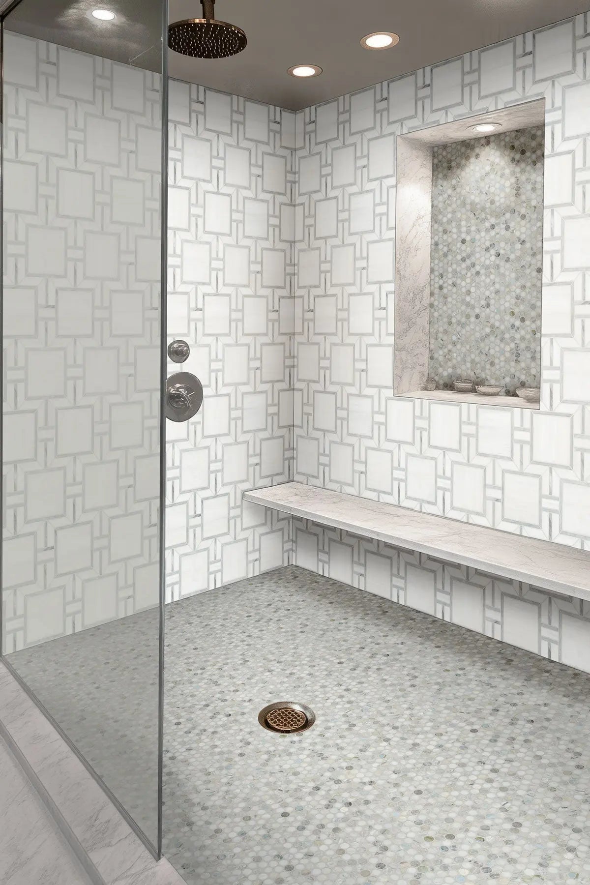 MSI Surfaces Backsplash Bianco Dolomite Alana Polished Mosaic Tile