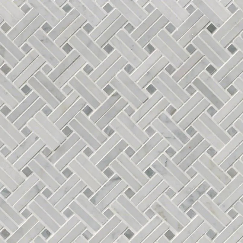 MSI Surfaces Backsplash Carrara White Basketweave Tile Polished