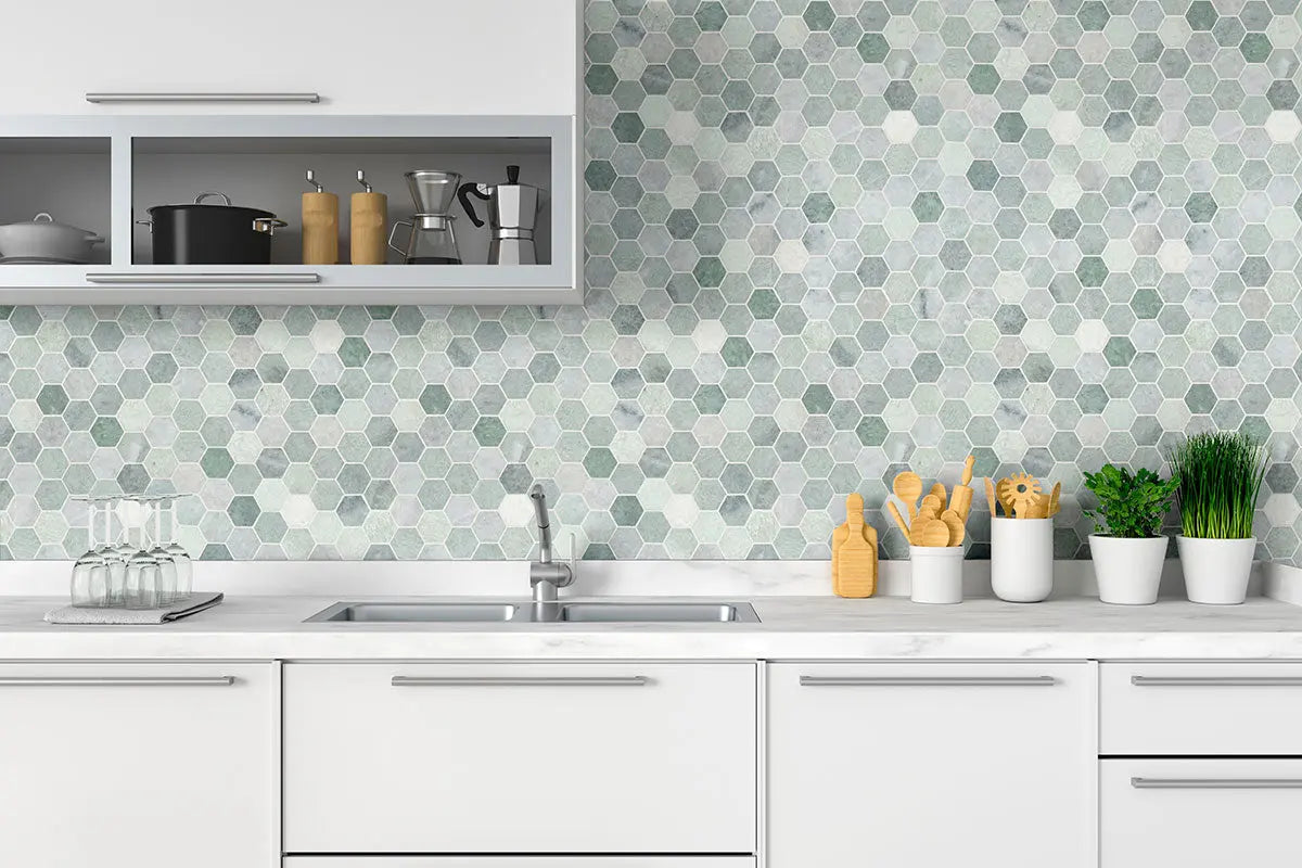 MSI Surfaces Backsplash Icelandic Green Hexagon Mosaic Tile - Plumbing Market
