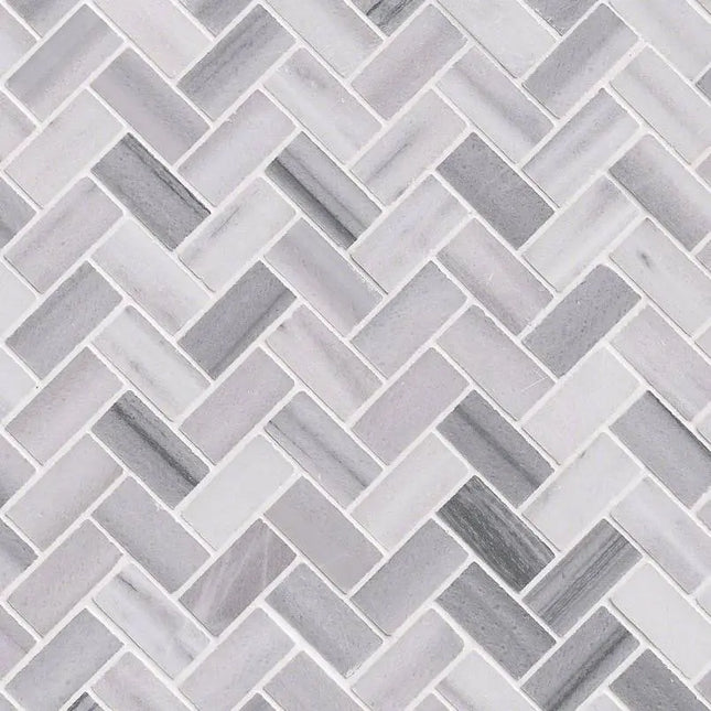 MSI Surfaces Bergamo Herringbone Marble Tile SMOT-BERGAMO-HB10MM - Plumbing Market