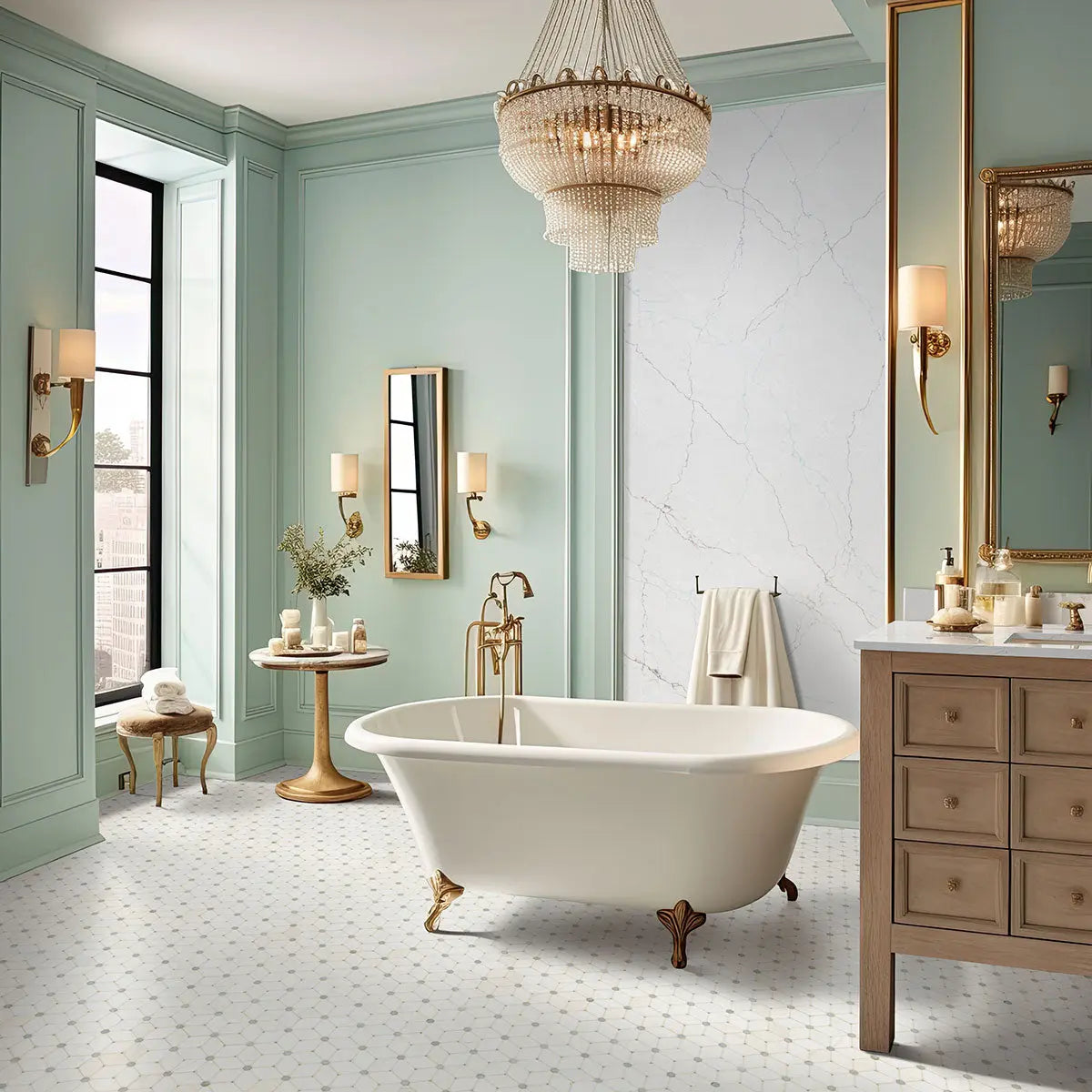 MSI Surfaces Bianco Dolomite Crema Dotty Mosaic SMOT-BIANDOL-CEMDOTP - Plumbing Market