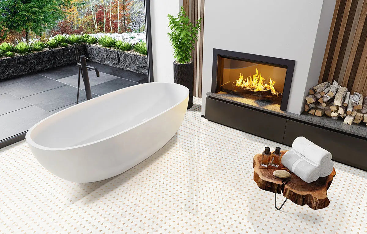 MSI Surfaces Bianco Dolomite Crema Dotty Mosaic SMOT-BIANDOL-CEMDOTP - Plumbing Market
