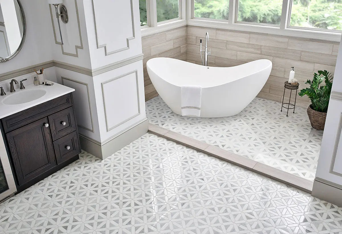 MSI Surfaces Bianco Dolomite Geometrica Marble Tile Polished