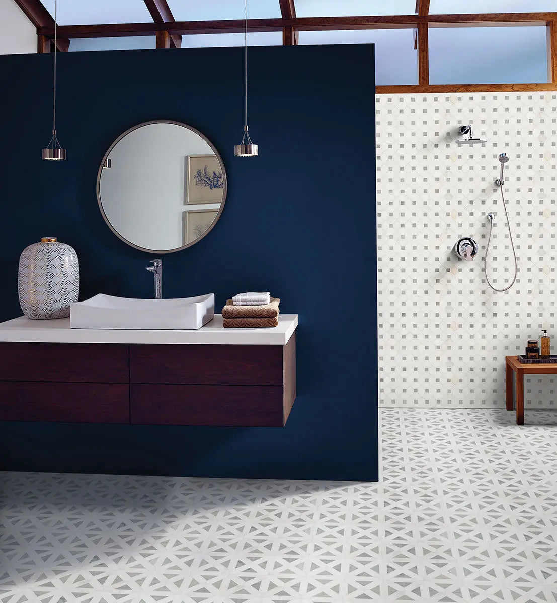 MSI Surfaces Bianco Dolomite Geometrica Marble Tile Polished
