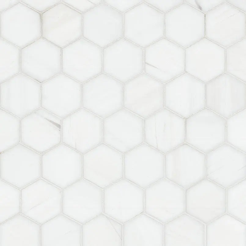 MSI Surfaces Bianco Dolomite 2” Hexagon Mosaic Marble Tile