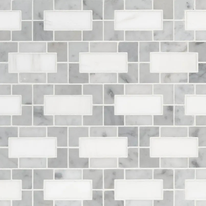 MSI Surfaces Bianco Geometric Dolomite Lynx Polished Marble Tile