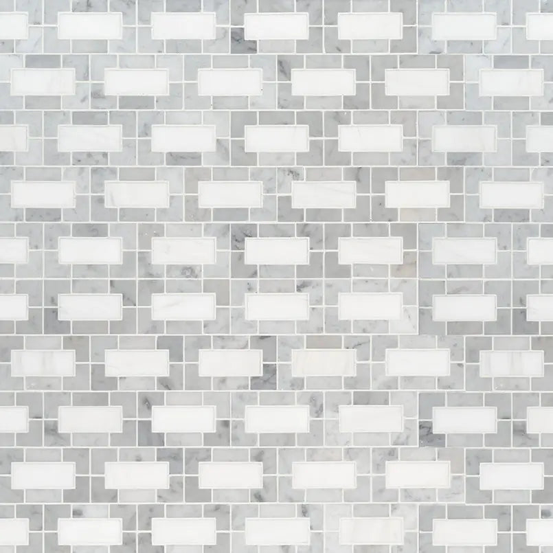 MSI Surfaces Bianco Geometric Dolomite Lynx Polished Marble Tile