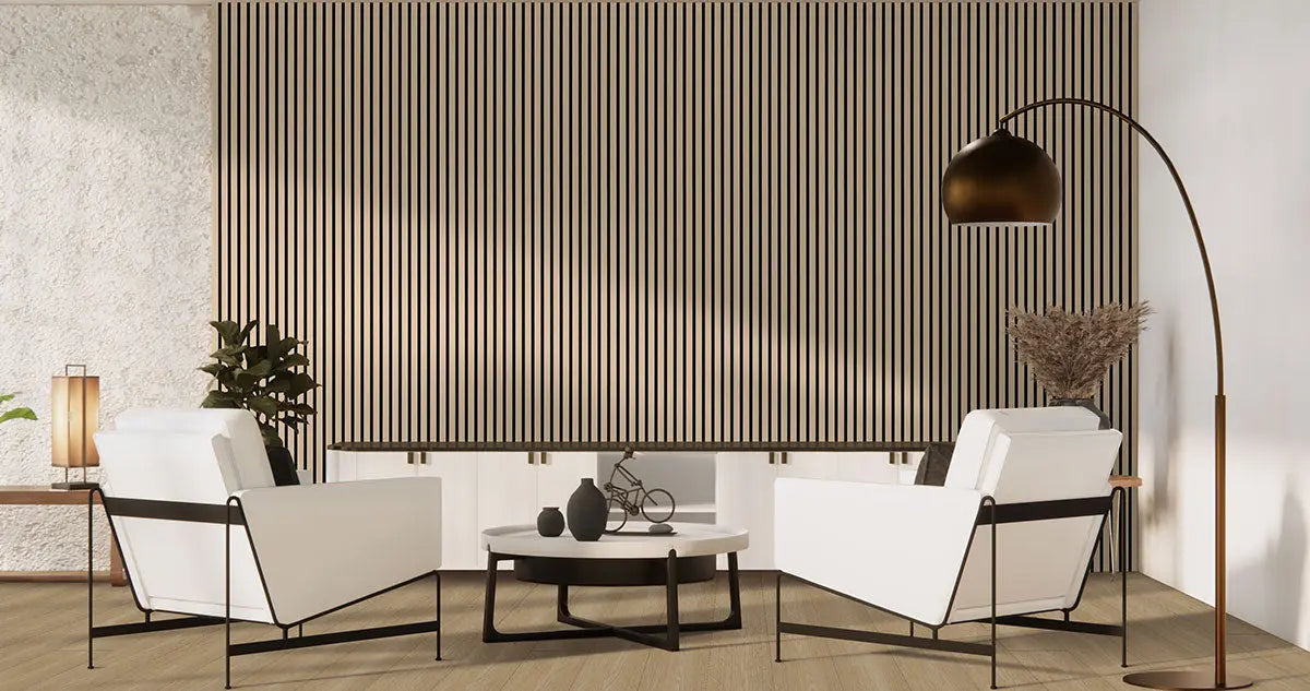 MSI Surfaces Blonde Fluted Acoustic Wood Slat Panels