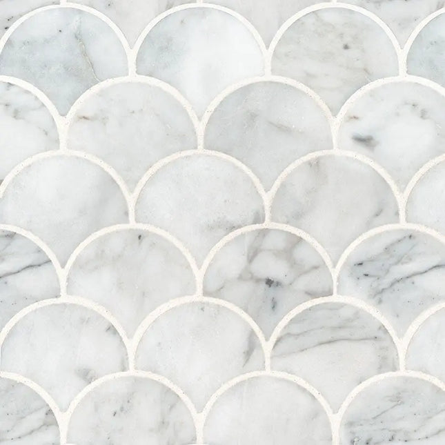 MSI Surfaces Calacatta Blanco Scallop Mosaic SMOT-CALBLA-SCALOP10MM - Plumbing Market