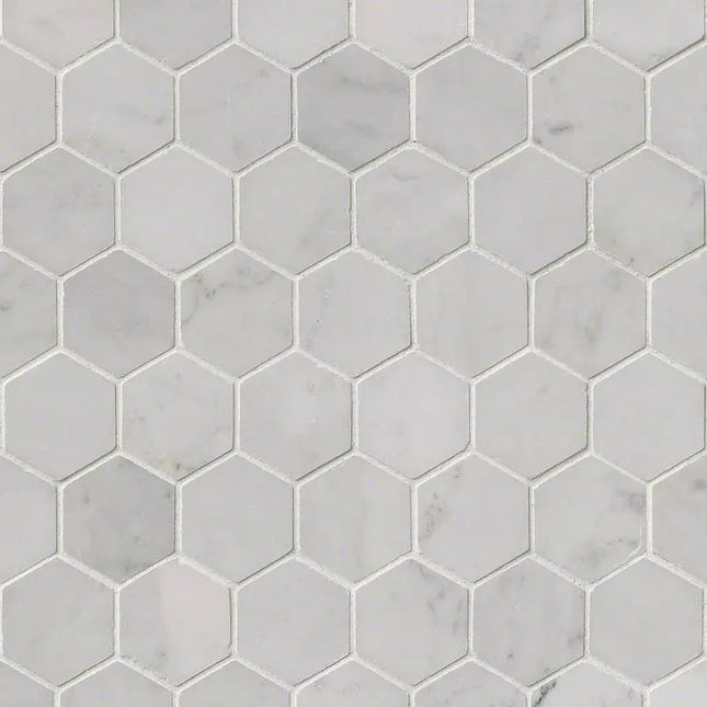 MSI Surfaces Carrara White 2 Hexagon Mosaic SMOT-CAR-2HEXP - Plumbing Market