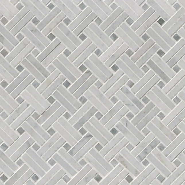 MSI Surfaces Carrara White Basketweave Mosaic SMOT-CAR-BW2P - Plumbing Market