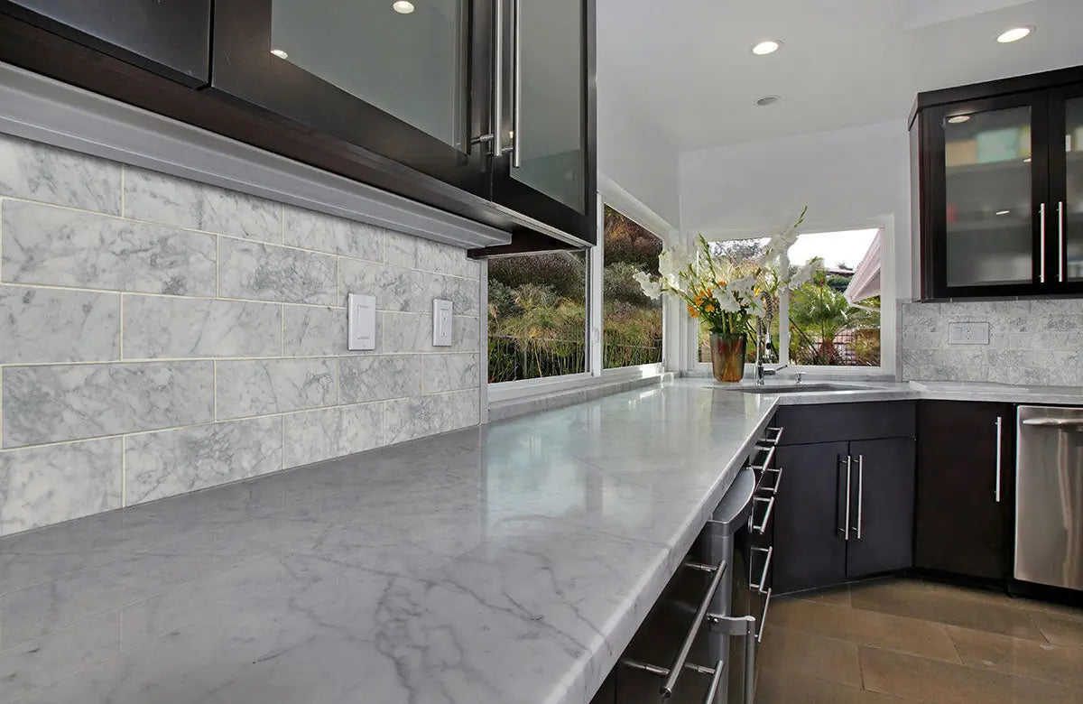 MSI Surfaces Carrara White Marble Subway Tile 4x12 Polished