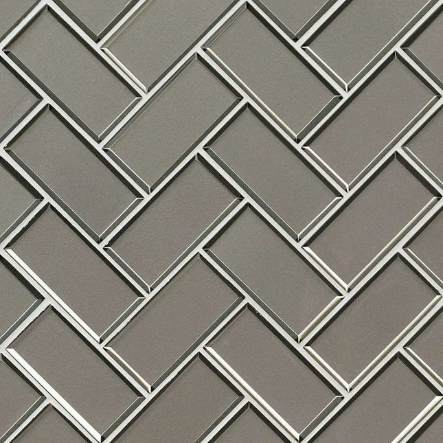 MSI Surfaces Champagne Bevel Herringbone Glass Tile SMOT-GLS-CHBEHB8MM - Plumbing Market