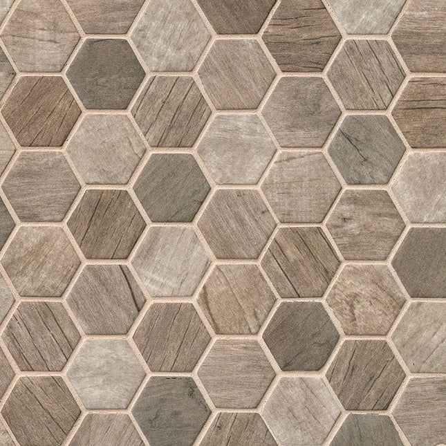 MSI Surfaces Driftwood Hexagon Mosaic Tile SMOT-GLS-DRIFT6MM - Plumbing Market