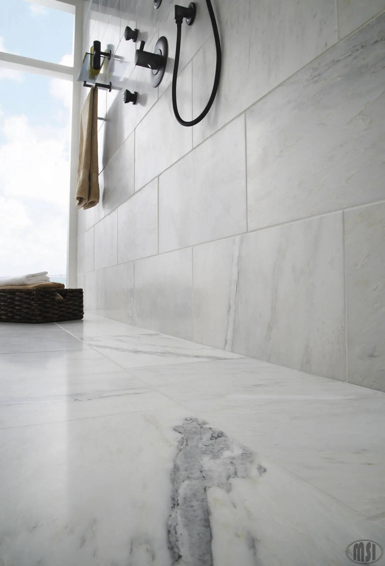 MSI Surfaces Flooring Arabescato Carrara Honed Marble Tile 12 x 24