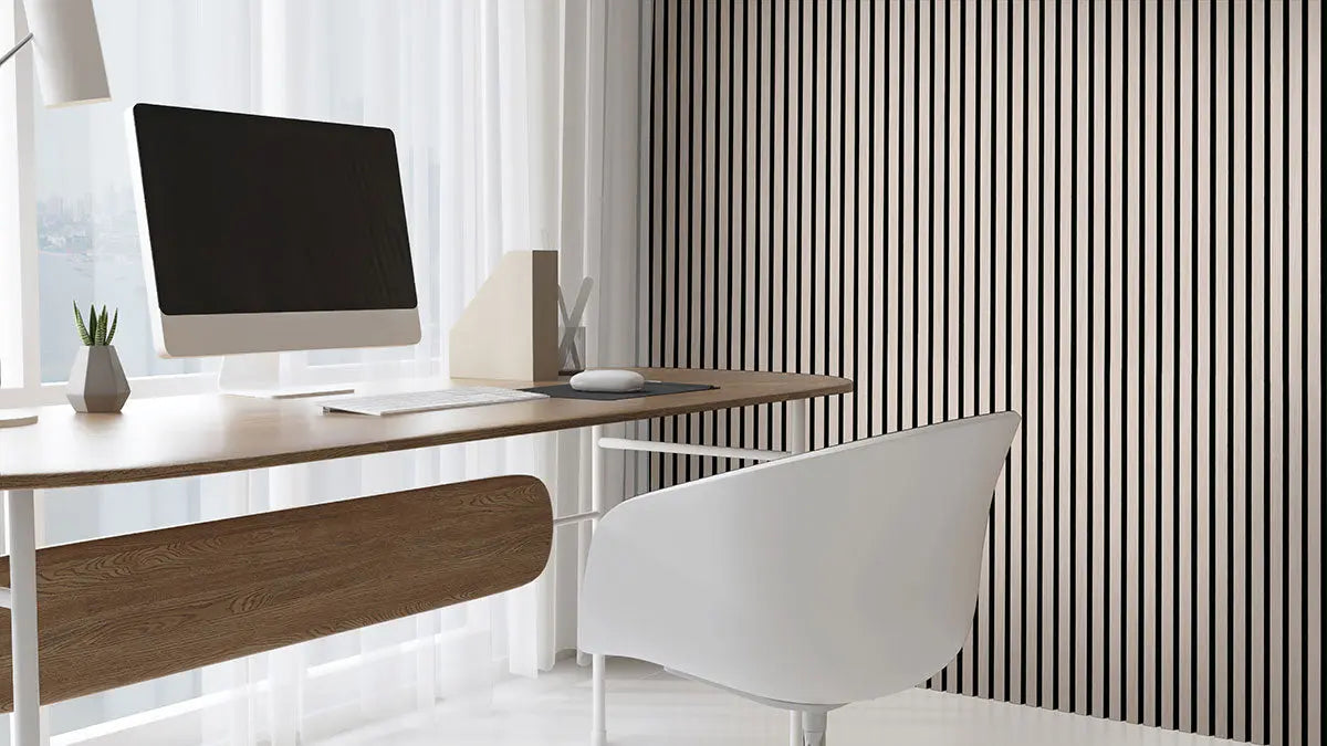 MSI Surfaces Fog Acoustic Fluted Wood Slat Panels 9.5 x 94.5