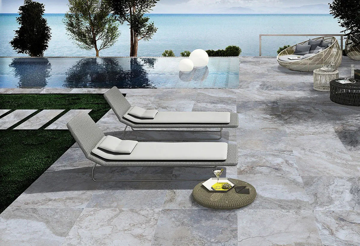 MSI Surfaces Hardscaping Porcelain Pavers Argento Travertino Arterra
