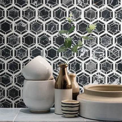 MSI Surfaces Hexagono Nero Hexagon Mosaic Tile - Plumbing Market