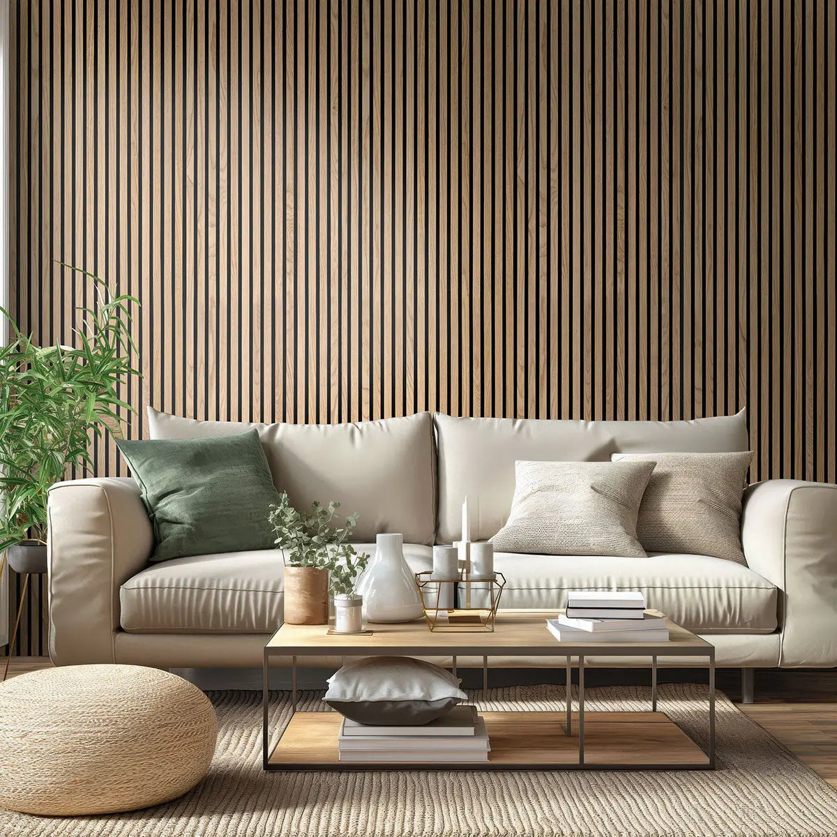 MSI Surfaces Natural Acoustic Fluted Wood Slat Wall Panels 9.5 x 120