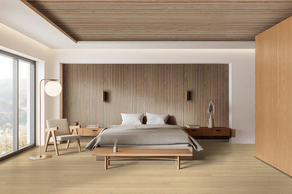 MSI Surfaces Natural Acoustic Fluted Wood Slat Wall Panels 9.5 x 120
