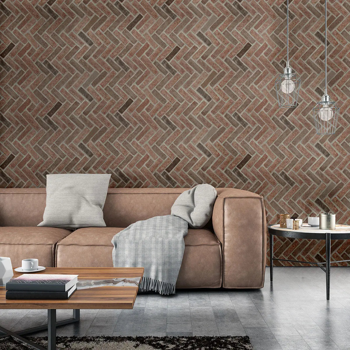 MSI Surfaces Noble Red Reclaimed Clay Brick Herringbone