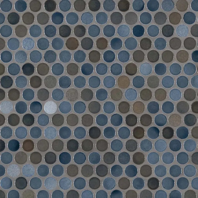 MSI Surfaces Penny Round Azul Glossy Porcelain Tile - Plumbing Market