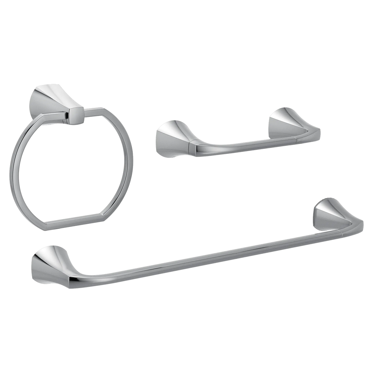 Moen Lindor 3 Pc Kit: Pivoting Paper Holder, Towel Bar and Towel Ring MY8793 in Chrome (MY8793CH) - view 2
