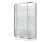 Maax 38 Himalaya 38 x 38 Polystyrene Center Drain Shower Kit in White with Design 47 glass  in Chrome 101694-000-129-107 - Plumbing Market