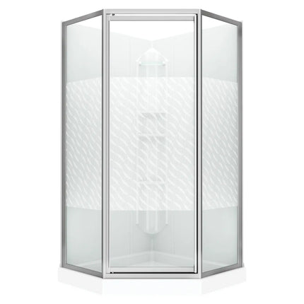 Maax 38 Himalaya 38 x 38 Polystyrene Center Drain Shower Kit in White with Design 47 glass  in Chrome 101694-000-129-107 - Plumbing Market