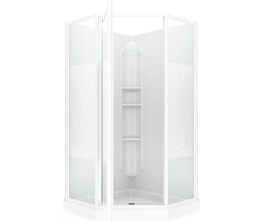 Maax 38 Himalaya 38 x 38 Polystyrene Center Drain Shower Kit in White with Design 47 glass  in White 101694-000-129-106 - Plumbing Market