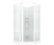Maax 38 Himalaya 38 x 38 Polystyrene Center Drain Shower Kit in White with Design 47 glass  in White 101694-000-129-106 - Plumbing Market