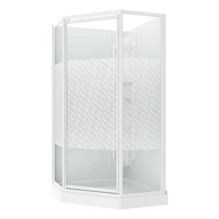 Maax 38 Himalaya 38 x 38 Polystyrene Center Drain Shower Kit in White with Design 47 glass  in White 101694-000-129-106 - Plumbing Market