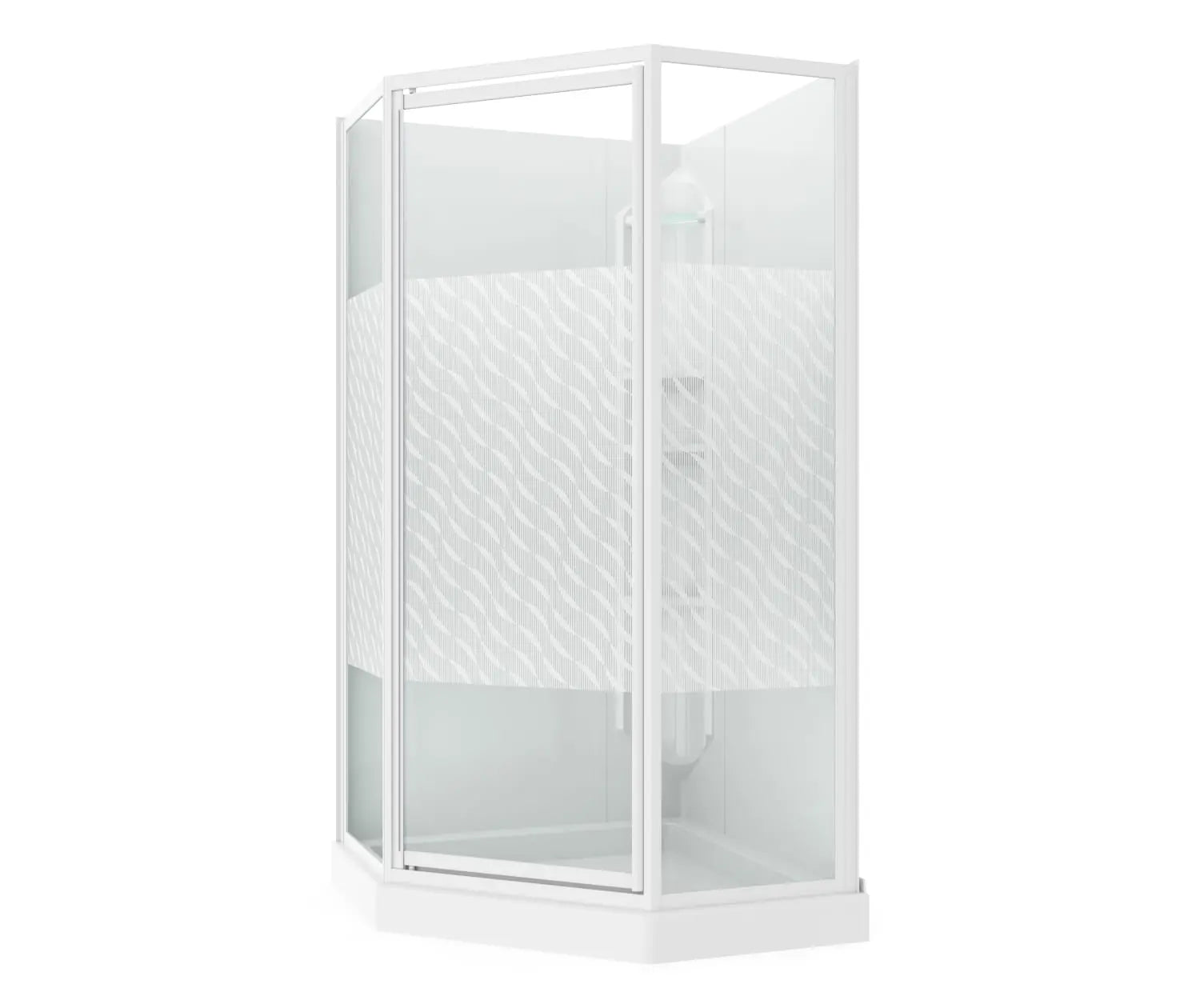 Maax 38 Himalaya 38 x 38 Polystyrene Center Drain Shower Kit in White with Design 47 glass  in White 101694-000-129-106 - Plumbing Market