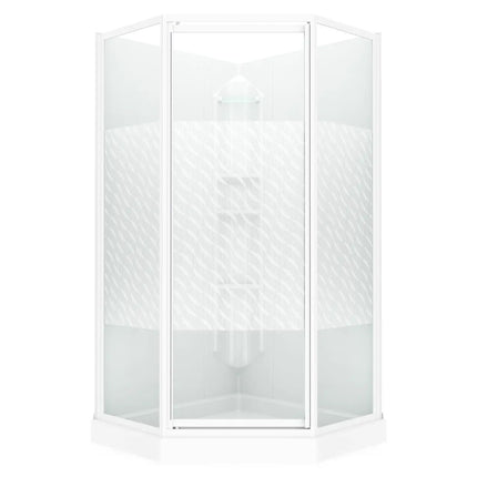 Maax 38 Himalaya 38 x 38 Polystyrene Center Drain Shower Kit in White with Design 47 glass  in White 101694-000-129-106 - Plumbing Market