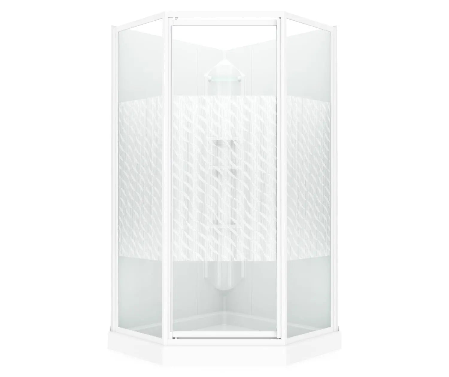 Maax 38 Himalaya 38 x 38 Polystyrene Center Drain Shower Kit in White with Design 47 glass  in White 101694-000-129-106 - Plumbing Market