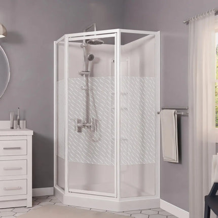 Maax 38 Himalaya 38 x 38 Polystyrene Center Drain Shower Kit in White with Design 47 glass  in White 101694-000-129-106 - Plumbing Market