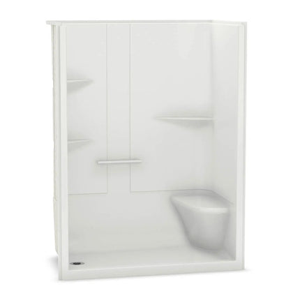 Maax ALLIA SH-6034 Acrylic Alcove Left-Hand Drain One-Piece Shower in White 107003-NL-000-001 - Plumbing Market