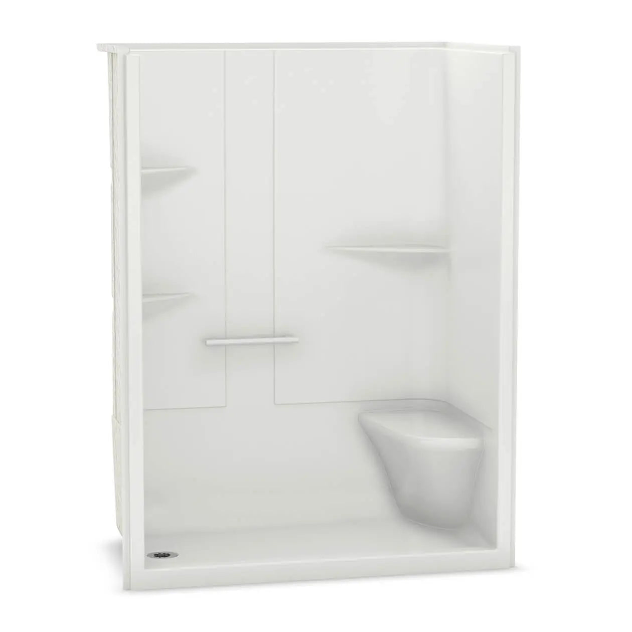 Maax ALLIA SH-6034 Acrylic Alcove Right-Hand Drain One-Piece Shower in White 107003-NR-000-001 - Plumbing Market