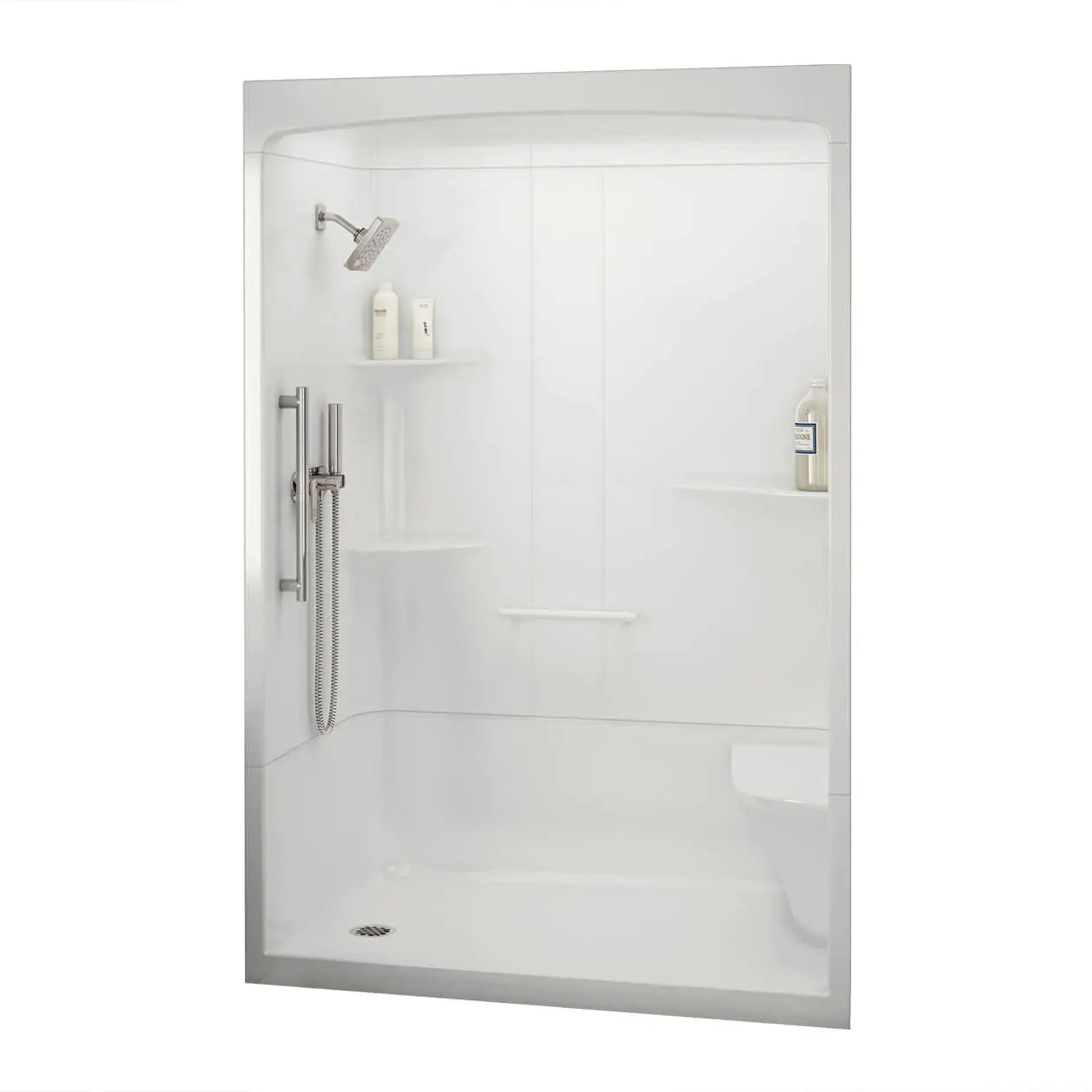 Maax ALLIA SHR-6034 Acrylic Alcove Left-Hand Drain Three-Piece Shower in White 107002-SNL-000-001 - Plumbing Market