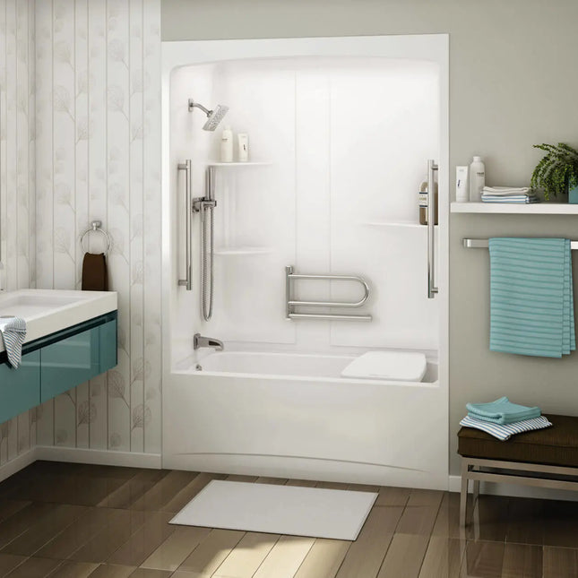 Maax ALLIA TSR-6032 Acrylic Alcove Right-Hand Drain Three-Piece Tub Shower in White 107000-SR-000-001 - Plumbing Market
