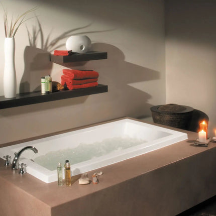 Maax Aiiki 6636 Acrylic Drop-in End Drain Combined Hydrofeel & Aerofeel Bathtub in White 102787-056-001 - Plumbing Market