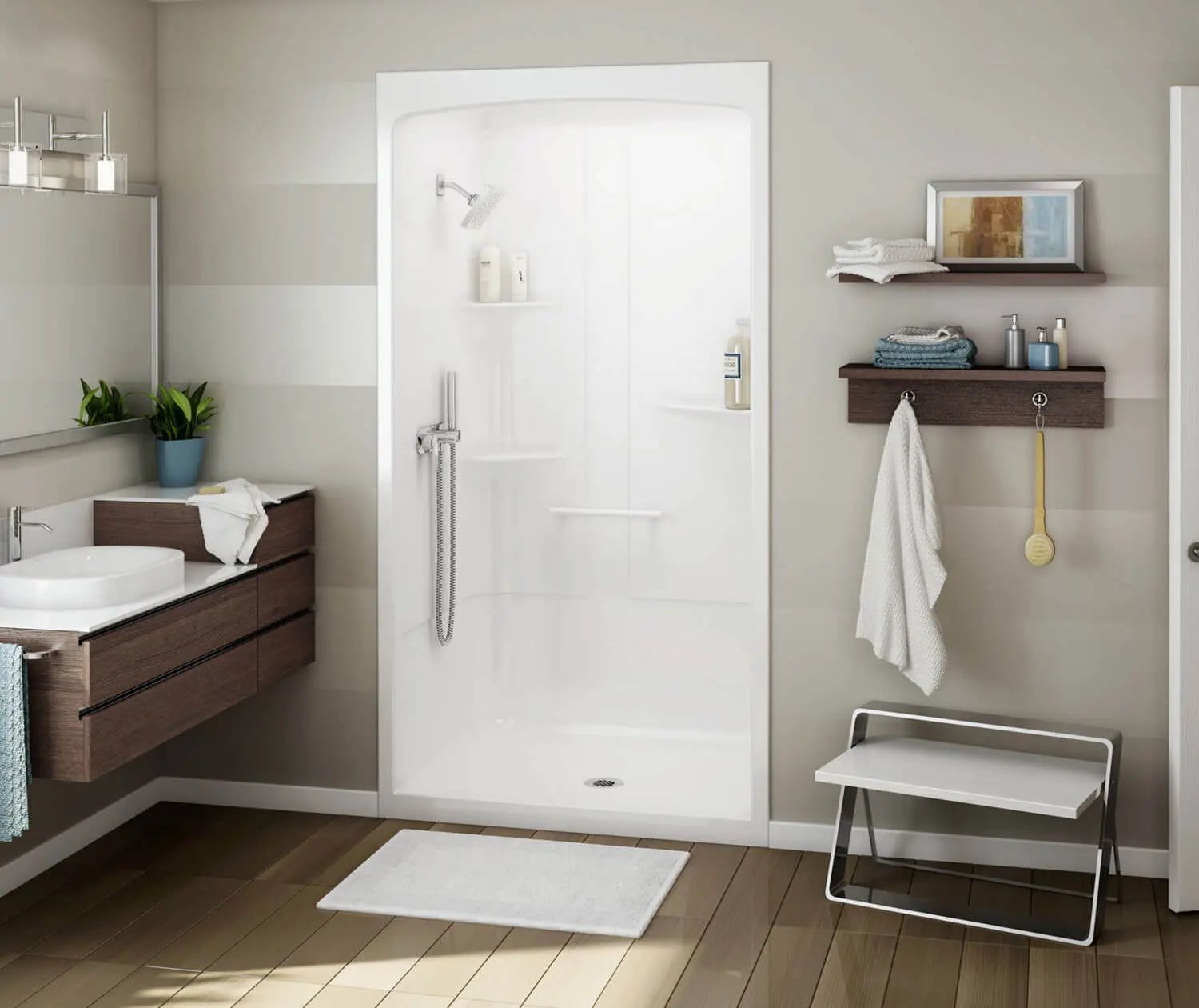 Maax Allia SHR-4834 Acrylic Alcove Center Drain One-Piece Shower - Plumbing Market