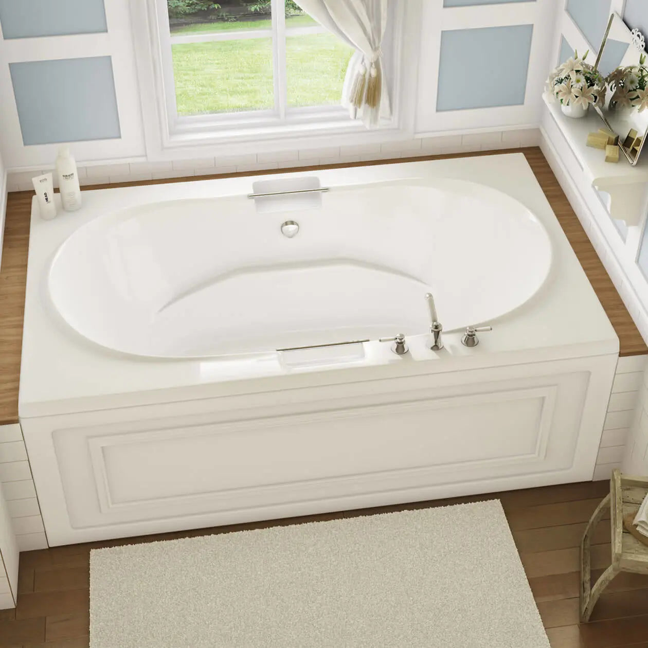 Maax Antigua 72 x 42 Acrylic Drop-in Center Drain 10 Microjets Bathtub in White 101250-091-001-100 - Plumbing Market