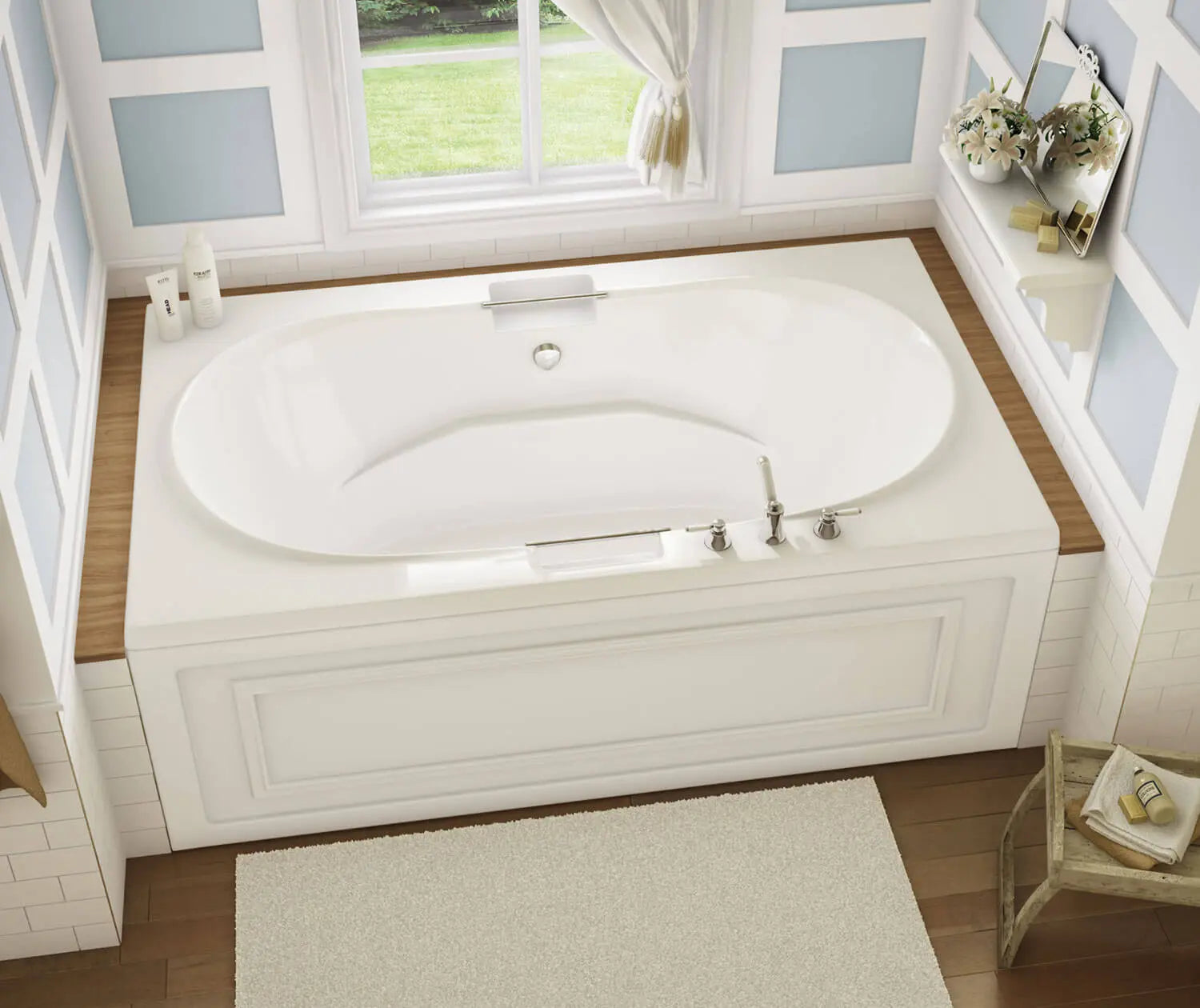 Maax Antigua 72 x 42 Acrylic Drop-in Center Drain Combined Hydrosens & Aerosens Bathtub in White 101250-109-001-100 - Plumbing Market