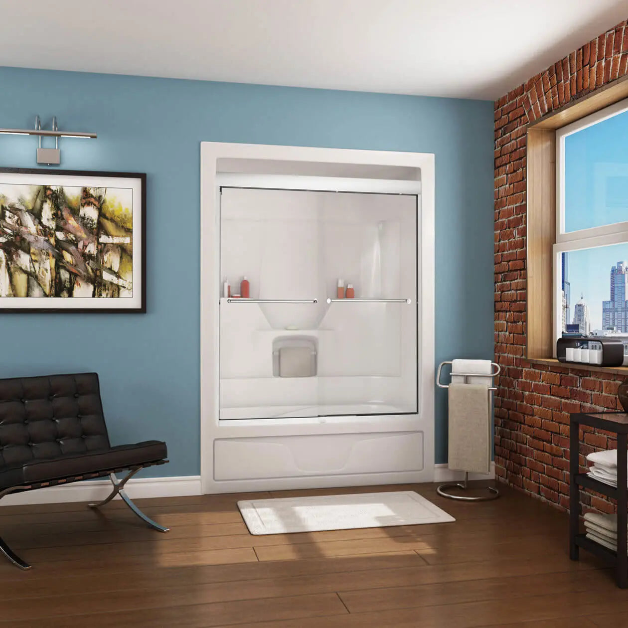 Maax Aspen-3P 60 x 31 Acrylic Alcove Left-Hand Drain Three-Piece Aerosens Tub Shower in White 101023-108-001-004 - Plumbing Market