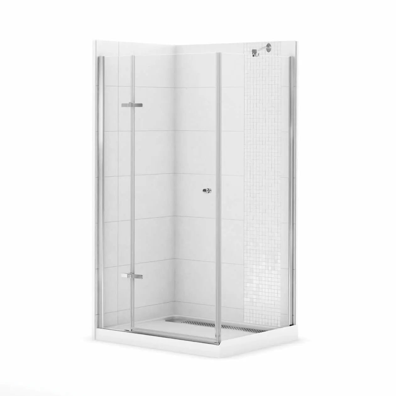 Maax Athena 34 x 42 Acrylic Center Drain Shower Kit in White with Clear glass  in Chrome 300008-900-084-000 - Plumbing Market