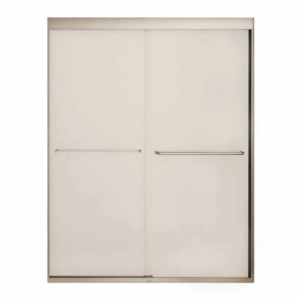 Maax Aura 55-59 x 71 in. 6 mm Sliding Shower Door for Alcove Installation with Frosted glass in Brushed Nickel 135665-978-305-000 - Plumbing Market