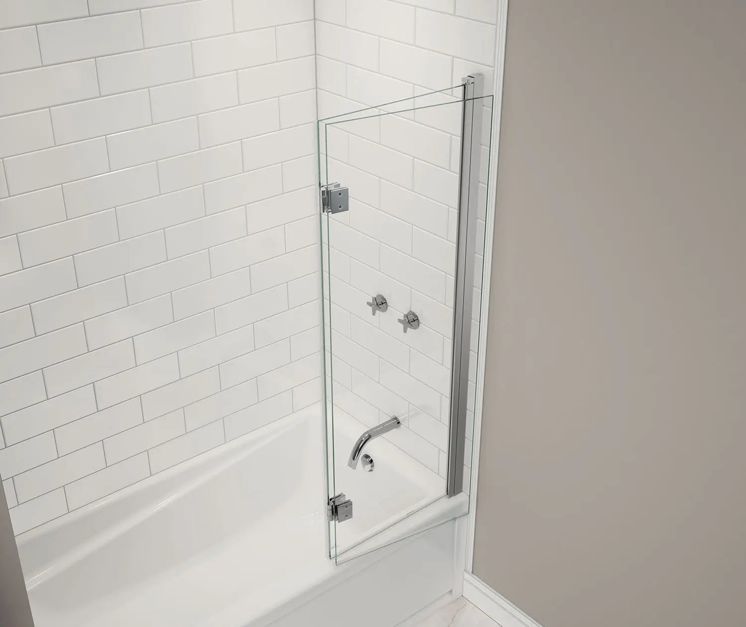 Maax Axial Access 42 x 56 in. 6 mm Pivot Tub Screen for Alcove Installation with Clear glass in Chrome 138600-900-084-000 - Plumbing Market