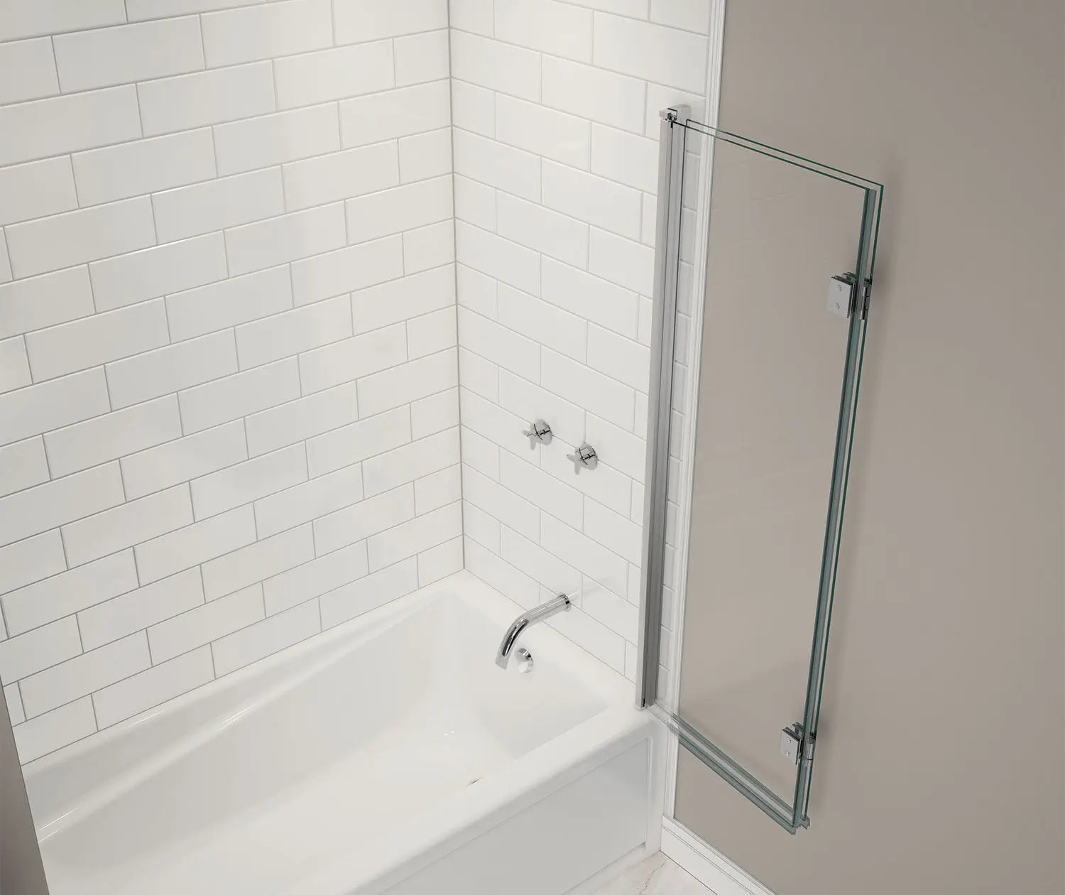 Maax Axial Access 42 x 56 in. 6 mm Pivot Tub Screen for Alcove Installation with Clear glass in Chrome 138600-900-084-000 - Plumbing Market